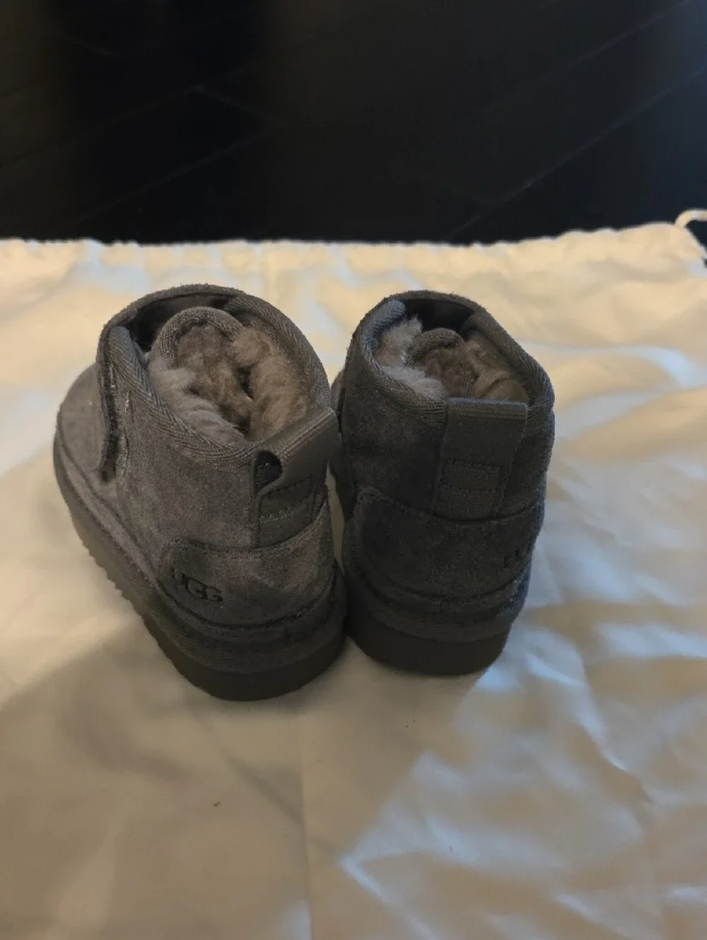 UGG Kids' Charcoal Suede Strap Boots